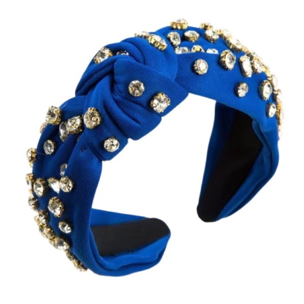 Embellished Crystal Knotted Headband in Blue - NWT